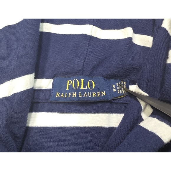 Polo Ralph Lauren Hoodie Shirt Men XL Pullover Lightweight Cotton Striped Blue - Picture 9 of 9